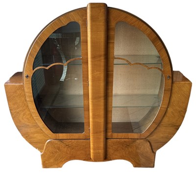 Lot 14 - A 1930s Art Deco walnut display cabinet with...