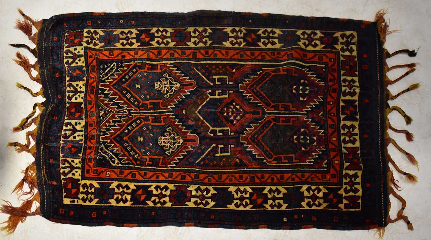 Lot 81 A Turkish blue ground flat weave hand knotted