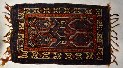 Lot 81 - A Turkish blue ground flat weave hand knotted rug