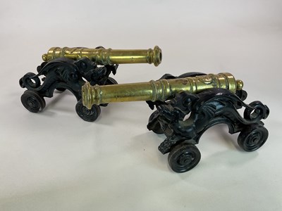 Lot 10 - A large pair of Victorian table cannon, each...