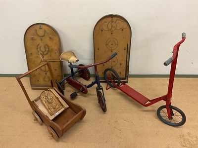 Lot 246 - A vintage child's tricycle, a scooter, a cart...