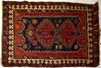 Lot 60 - An Iranian Kashgai blue ground hand knotted Kilim rug