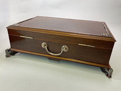 Lot 86 - A walnut white metal mounted Arts and Crafts...