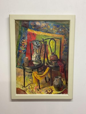 Lot 1539 - UNATTRIBUTED; oil on canvas, still life of a...