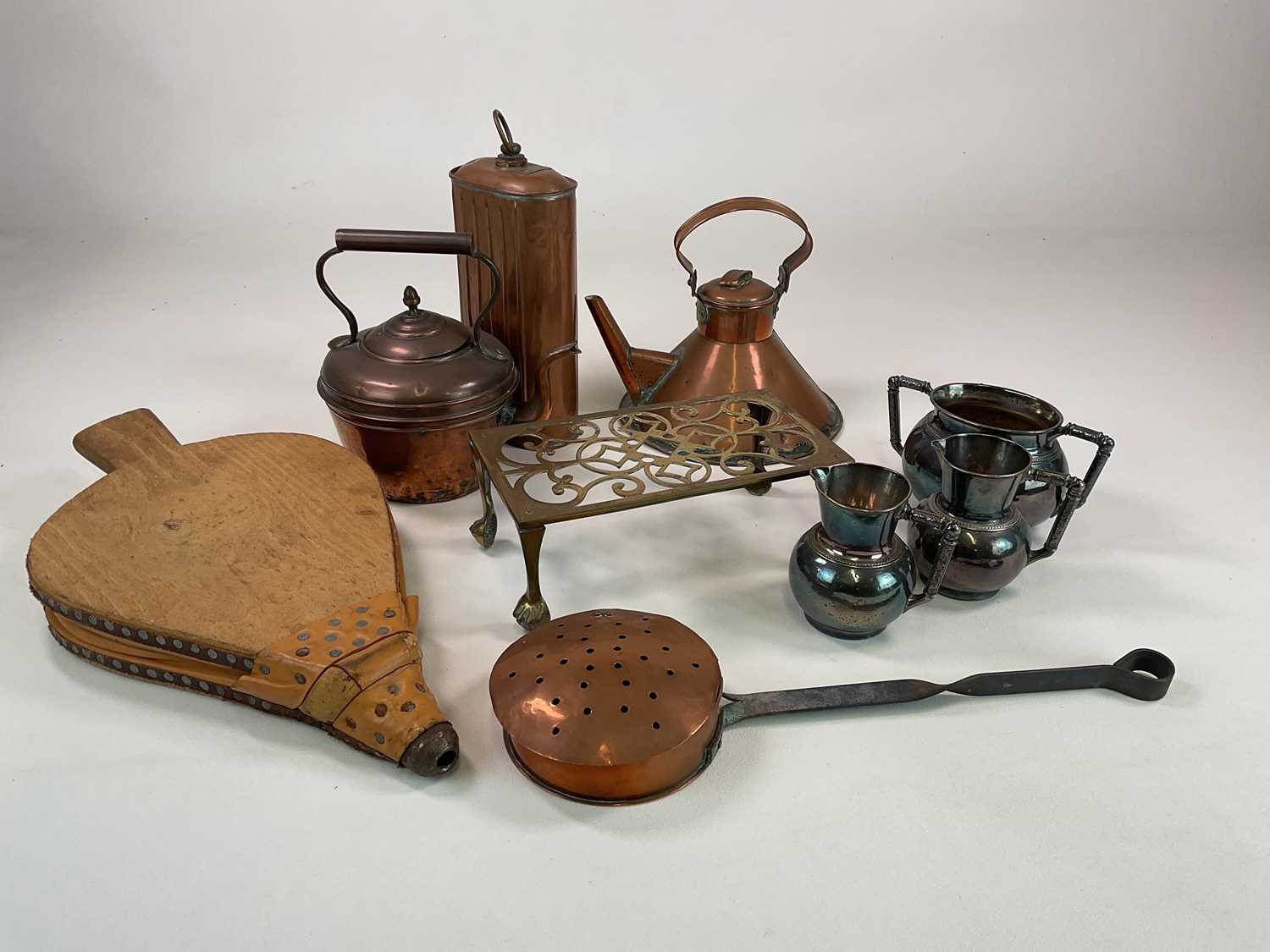 Metalware Design Lot 443 - A quantity of metalware including copper