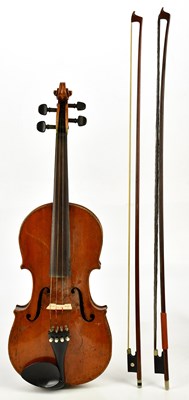 Lot 1026 - A full size German violin with two-piece back...