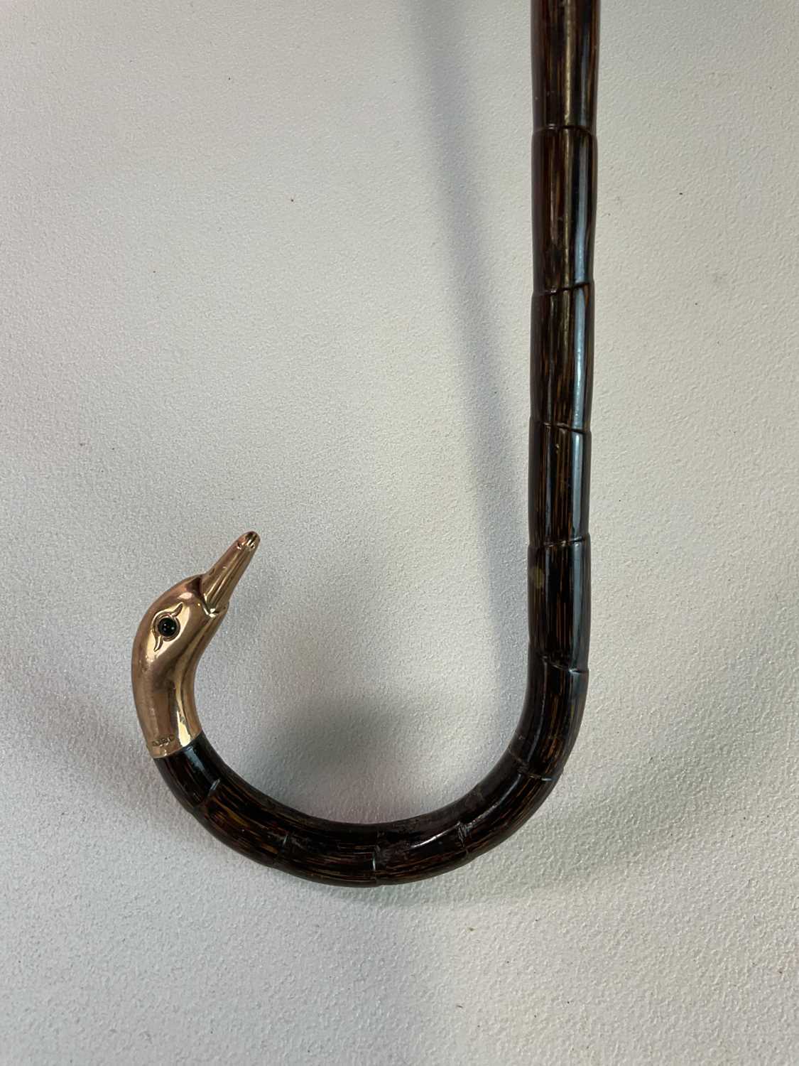 Lot 93 - A vintage umbrella with 9ct gold mounted...