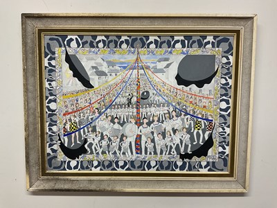 Lot 1494 - RON WOOD; oil on board, Obby Oss parade in...