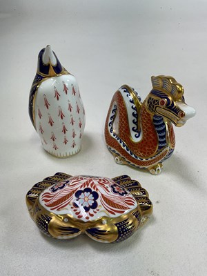 Lot 293 - ROYAL CROWN DERBY; three paperweights to...