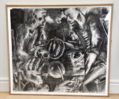 Lot 189 - UNATTRIBUTED; a large charcoal, figures with...