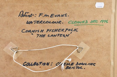 Lot 13 - F M EVANS; watercolour, 'Cornish Fisherfolk,...