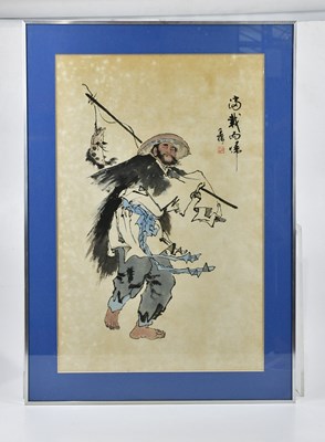 Lot 1313 - A Japanese woodblock print of a fisherman,...