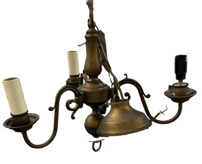 Lot 125 - A modern brass three branch ceiling light,...