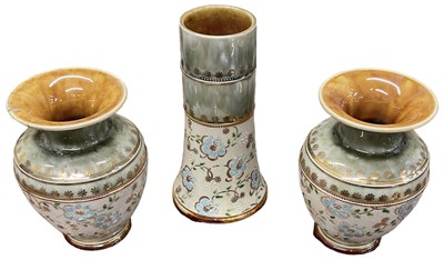 Lot 622 - DOULTON LAMBETH; a three piece chimney set...