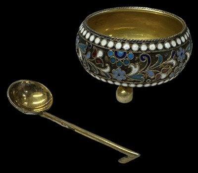 Lot 1263 - A Russian 84 grade silver cloisonné enamel...