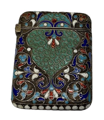 Lot 1253 - A Russian cloisonné enamel yellow metal vesta...