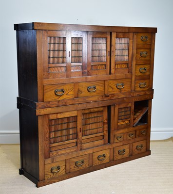 Lot 263 - A 20th century Chinese elm cabinet of large...