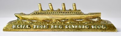 Lot 683 - RMS OLYMPIC; a cast brass paperweight modelled...