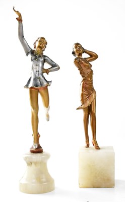 Lot 169 - A pair of Art Deco style painted spelter...