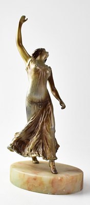 Lot 162 - A painted bronze sculpture of a female dancer,...