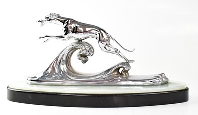 Lot 189 - A chrome plated greyhound figure group...