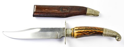 Lot 421 - A Victorian antler-handled Bowie knife, with...