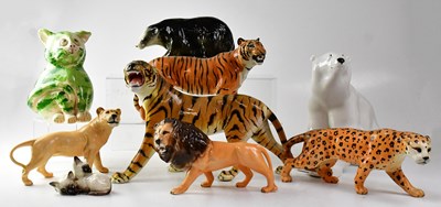 Lot 358 - BESWICK; various big cats, comprising a tiger,...