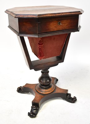 Lot 55 - A Victorian rosewood sewing table of...