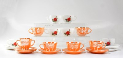 Lot 360 - A Fire-King peach lustre tea set and a Pyrex...