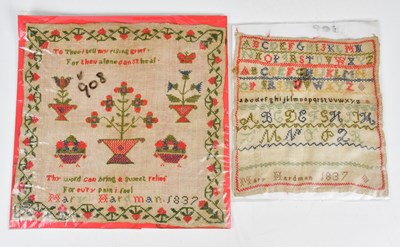 Lot 810 - Two 19th century samplers by Mary Hardman...