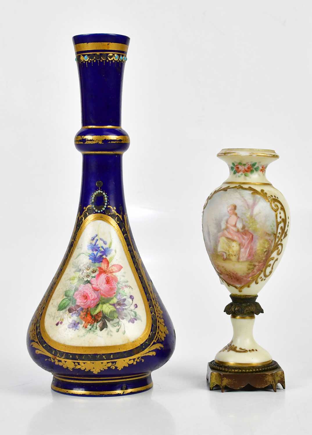 Lot 1430 - SÈVRES; a hand painted ceramic vase of...