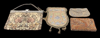 Lot 287 - Four assorted tapestry, beaded and sequinned...