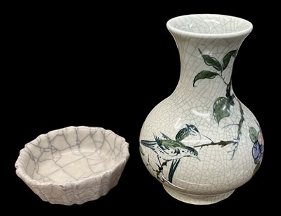 Lot 1045 - A modern Chinese celadon crackle glazed floral...