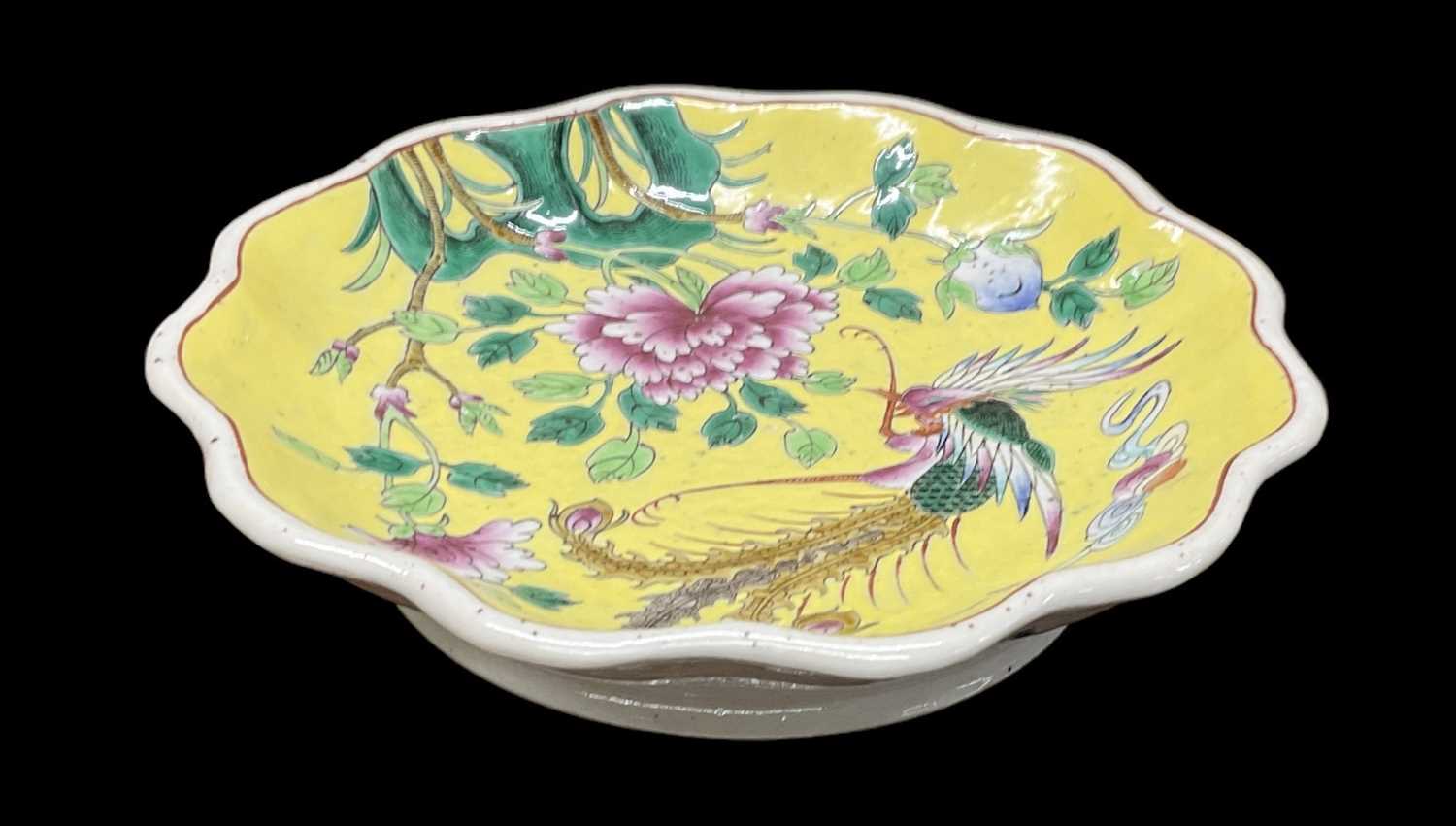 Lot 1172 - A 20th century Chinese yellow ground dish with...