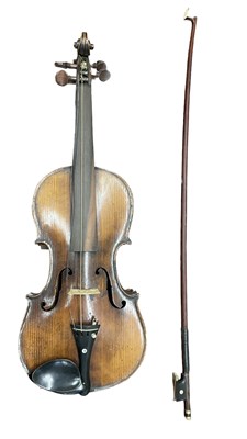 Lot 442 - A full size German violin with one-piece back,...