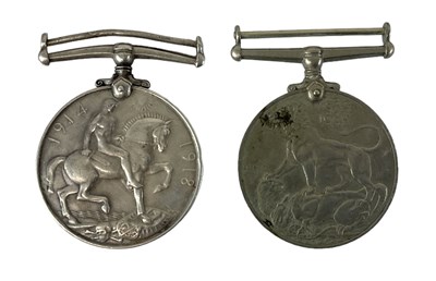 Lot 378 - A WWI British War medal awarded to Private S...