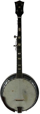 Lot 446 - SHELTONS; a modern banjo, cased.