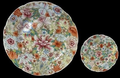 Lot 1173 - A Chinese floral decorated plate, diameter...