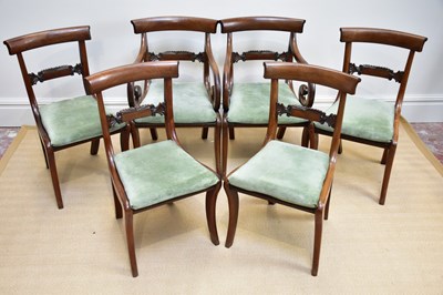 Lot 147 - A set of six Regency mahogany bar back dining...