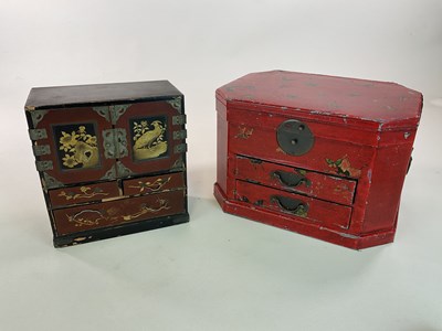 Lot 133 - A Chinese lacquered table top cabinet with...