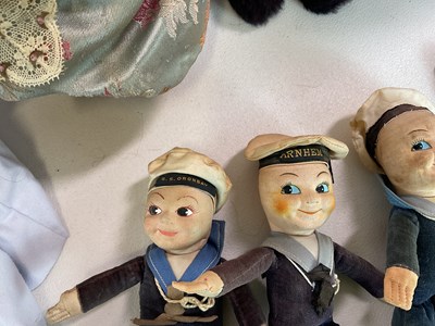 Lot 380 - DOLLS AND TEDDIES; a group comprising a small...