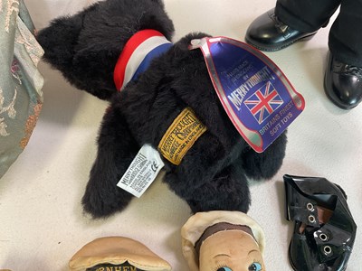 Lot 380 - DOLLS AND TEDDIES; a group comprising a small...