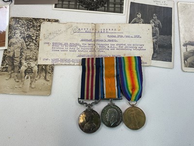 Lot 11 - WWI Military Medal trio and ephemera; a...