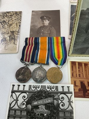 Lot 11 - WWI Military Medal trio and ephemera; a...