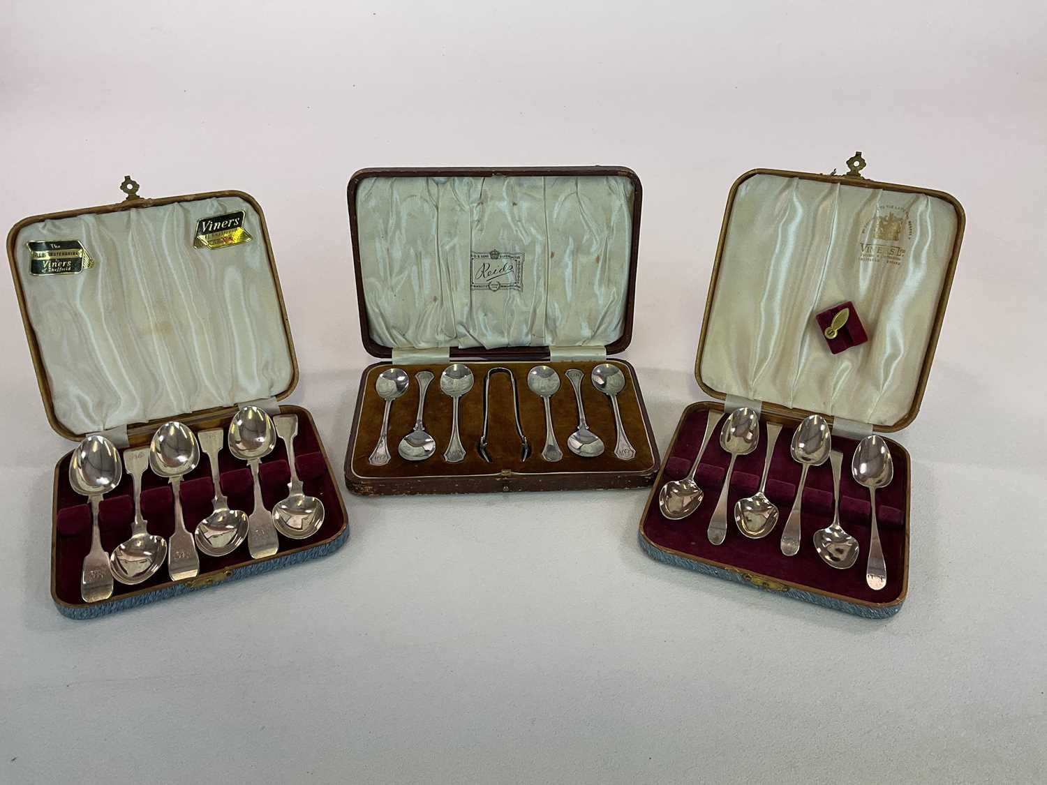 View of Lot 1027 - DOCKER & BURN; a cased set of six silver