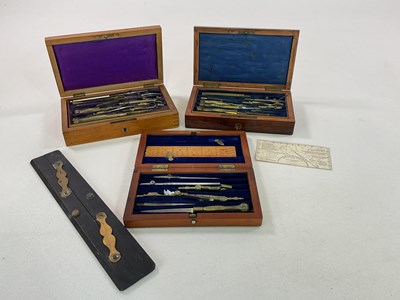 Lot 47 - Three vintage cased sets of drawing...
