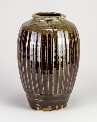 Lot 512 - MIKE DODD (born 1943); a part fluted stoneware...