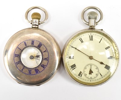 Lot 861 - A hallmarked silver demi-hunter pocket watch,...