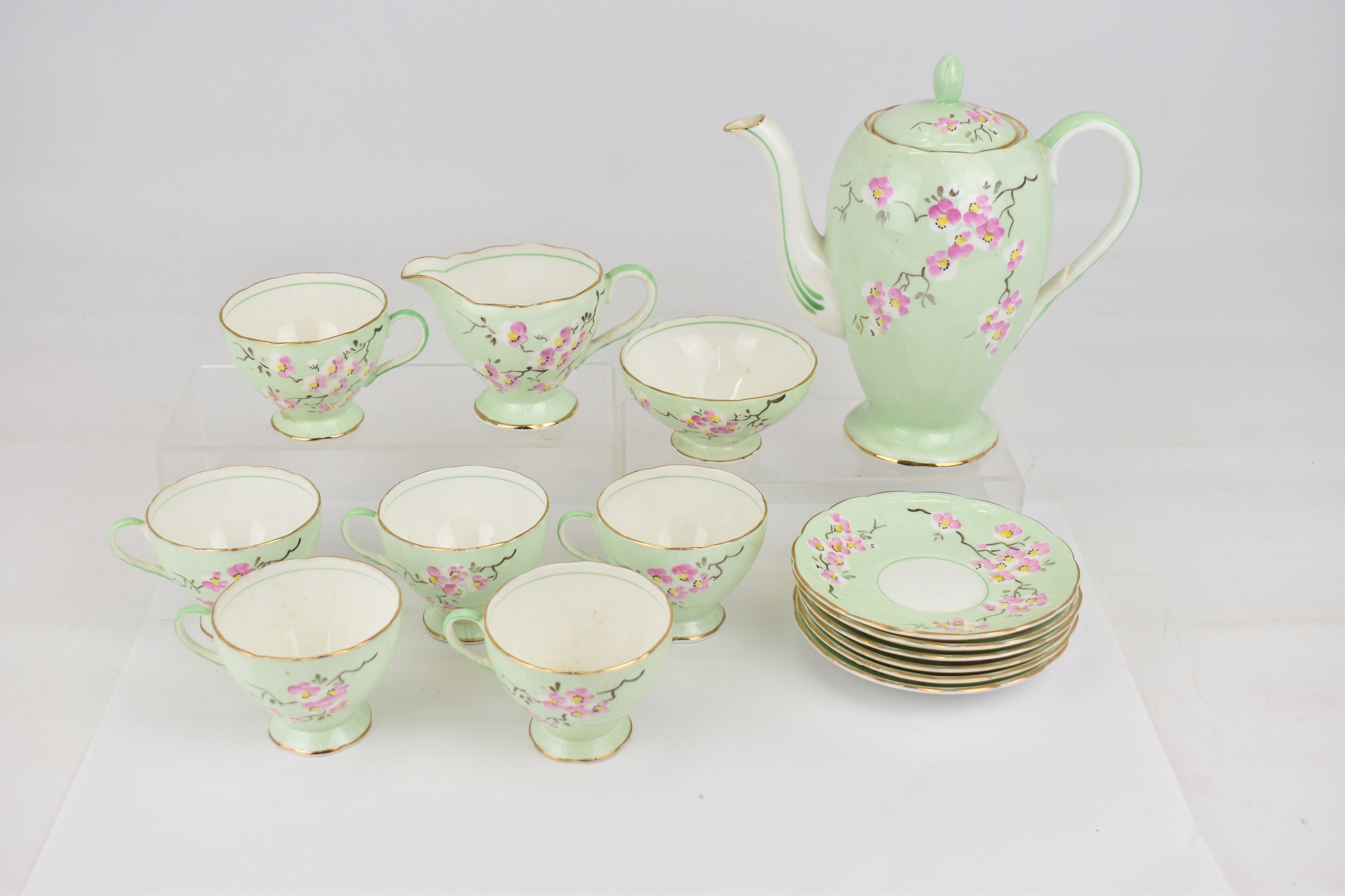 Foley Tea Set Lot 329 - FOLEY CHINA; a fifteen-piece tea set