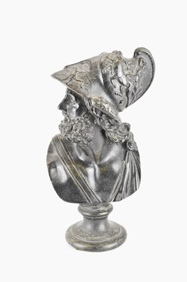 Lot 164 - A cast metal bust depicting a Greek warrior...